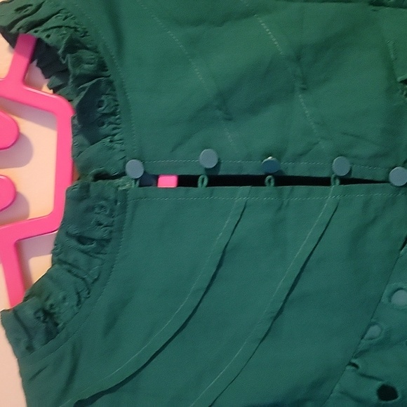 Dark Green Eyelet Blouse - Picture 2 of 6